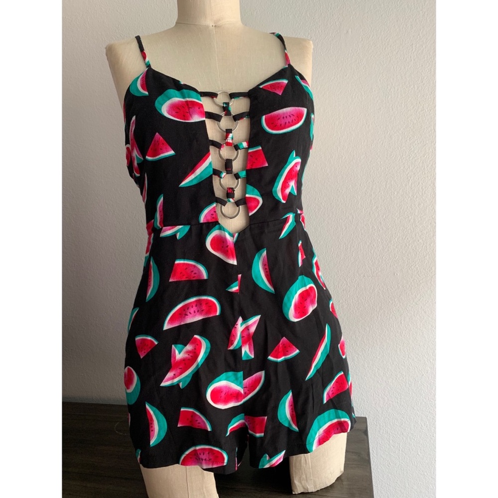 *NWT Millau Black M Cute Watermelon Design Romper*